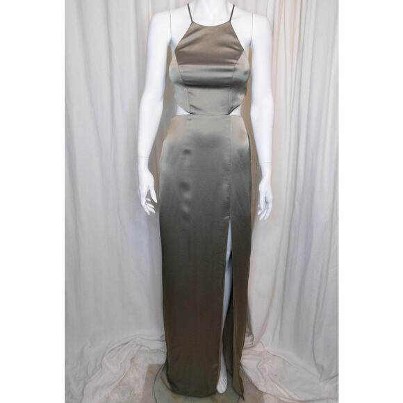 JENNY YOO 'Kendra' Satin Gown in Moss Sage Green NWT US 6 - Picture 2 of 11
